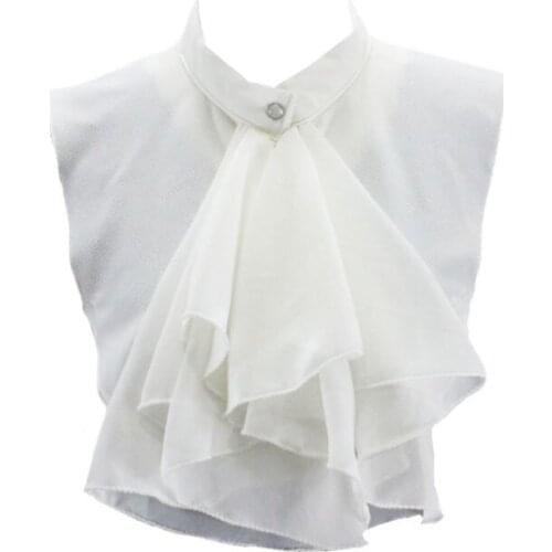 Women Vintage Palace Ruffles Bowknot Half Shirt Blouse Chiffon False Fake Collar