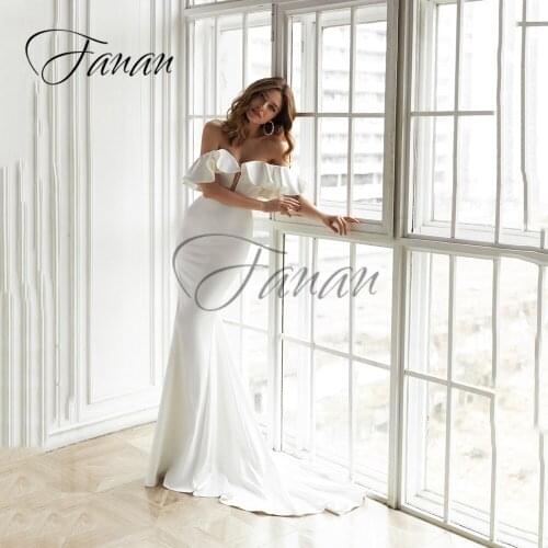 Sweetheart Backless Ruffles Simple Mermaid Wedding Dresses Court Train Satin Bridal Gown vestido de noiva robe de mariée