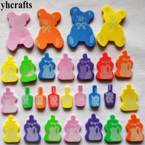 1bag/LOT.Bear milk bottle foam stickers New baby room decoration Color learning Wall decal Kindergarten ornament Deco Sticker