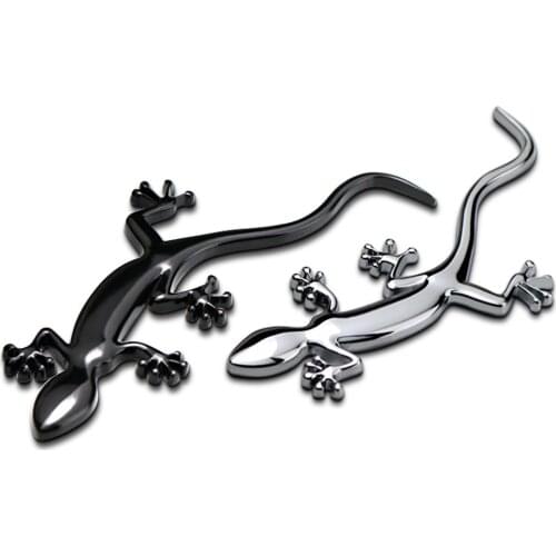 2PCS Chrome 3D Metal Alloy Emblem Lizard Gecko Badge Car Sticker Decoration Trunk For Audio A4 A5 TT Q3 BMW VW Car Styling
