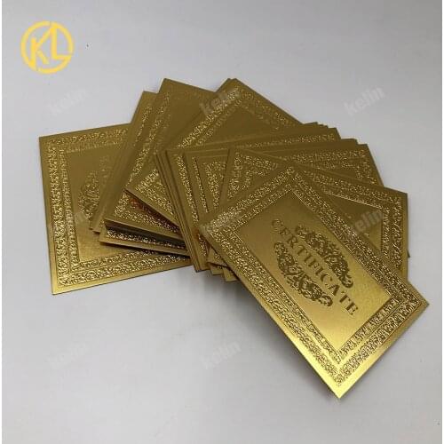 10pcs/lot For Good Selling Plastic Material Full Gold Color Plated Certificate for Zimbabwe banknote and all Gold Banknotes