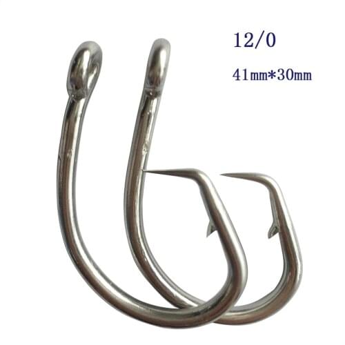 20pcs 12/0 Stainless Steel Tuna Circle Fishing Hook Barbed Fishing Hook Free Shipping