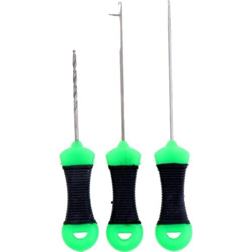 3Pcs Boilie Drill Hook Rig 3 in 1 Combo Tool Set Carp Fishing Bait Needle for Making Rigs