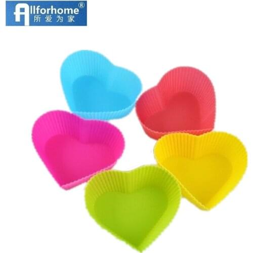 5PCS Heart Shape Silicone Cake Baking Pan Muffin Cups Cupcakes Cake diy Mould Baking Cup Chocolate Jelly Pudding diy Mold