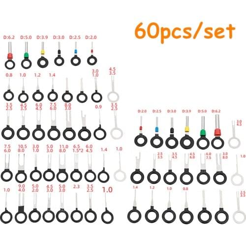 60PCS Car Terminal Removal Kit Wiring Crimp Connector Pin Extractor Puller Wire Terminal Removal Tool Repair Professional Tools