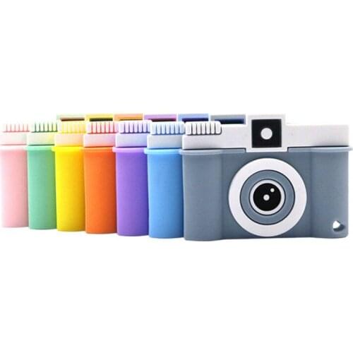 Bisphenol free silicone baby molar teething toy cartoon camera food grade silicone stick teething chewing toy