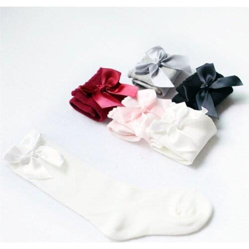 Baby Toddlers Girls Socks Knee High with Bows Cute Baby Cotton Socks Long Tube Kids Leg Warmer 2019 New