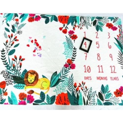 Baby Milestone Flannel Blanket Milestone Photographic Baby Blanket Baby Lion Creative Background Cloth 100*150CM