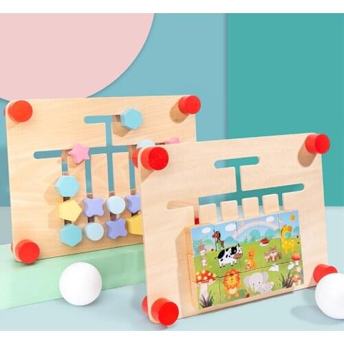 Montessori Toy Color Shape Double Sided Matching Game Logical Reasoning Training Kids Educational Toys Children Wooden Toy Gifts