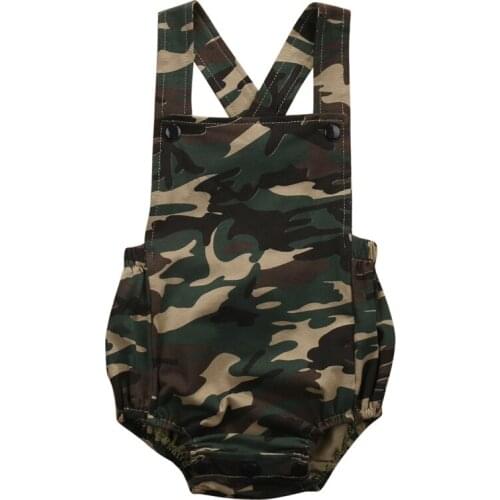 2019 Brand Summer Casual Newborn Baby Boys Girls Cotton Romper Jumpsuit Backless Camouflage Sleeveless Clothes Outfit 0-18M