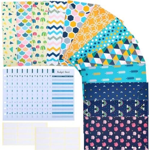 NEW-24 Pieces Budget Envelopes A6 Binder Pockets for Cash Envelope System,Budget Planner,Cash Envelope Wallet with Stickers