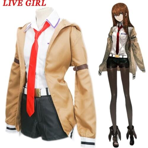 Japanese Anime Steins Gate Makise Kurisu Cosplay Costume Performance Clothes Perfect Cosplay Costomes for You set