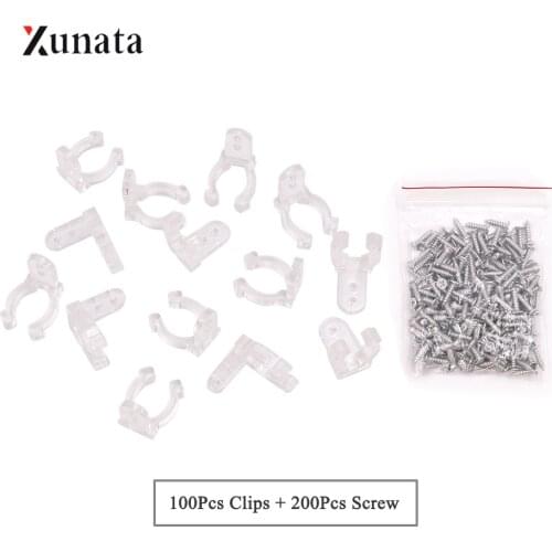 Round 2-Wire LED Strip Clip 100pcs Clips and 200pcs Screws for Neon Light Plastic Buckle Rainbow Tube Led Strip Accessories