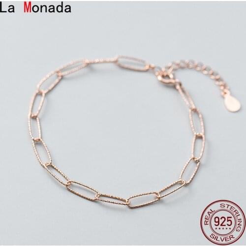 La Monada Oval Bracelets For Women Silver 925 sterling Silver Fine Real Silver 925 Jewelry Bracelet Only Chain Womens Bracelet