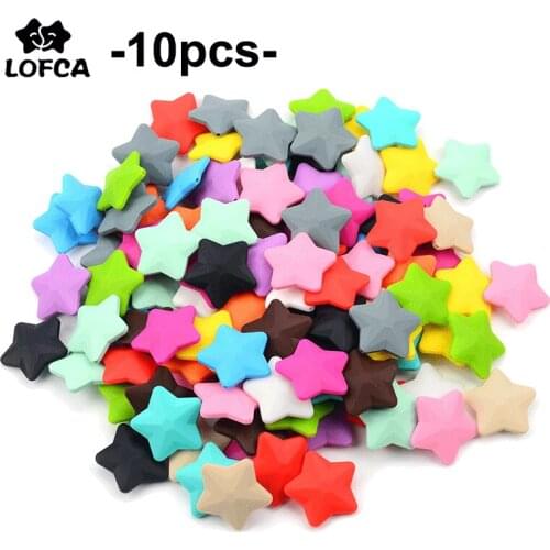LOFCA 3pcs Star Silicone Beads Ecofriendly Teether Baby Teething Food Grade beads Jewellry For Pacifier Necklace Pendant Making