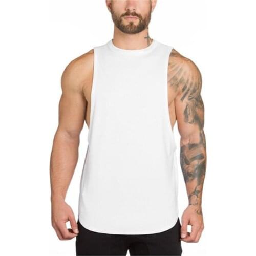 Plain Fitness Tank Top Men Bodybuilding Clothing Muscle Gym Tank Tops Cotton O-Neck Fashion Sleeveless Shirt men workout Tanktop