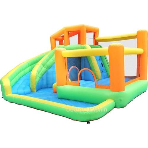 Inflatable Water Bouncy Castle Bounce House Jumper Water Slide Park Combo for Kids Indoor Party with Air Blower