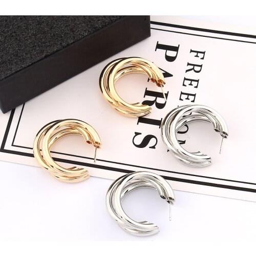 Irregular semi-circular metal earrings earrings fashion temperament Joker earrings