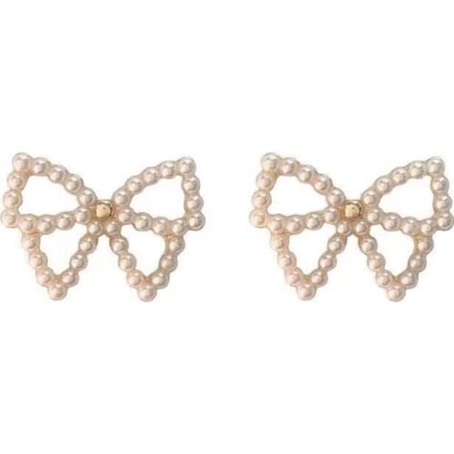 2021 New Korea Fashion Bowknot Earrings French Hollow Out Earrings for Women Korean Fashion New Earrings Jewelry Wholesale