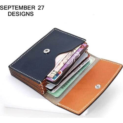 New Fashion Credit Card Wallet Women First Layer Leather Luxury Handmade Vintage Organ Card Holder Mini Money Bag Men Purses