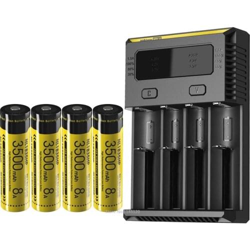 NITECORE NEW I4 Charger OLED Screen Intellicharger battery Charger + NITECORE 18650 3500mAh 3.6V 12.6Wh NL1835HP li-ion battery