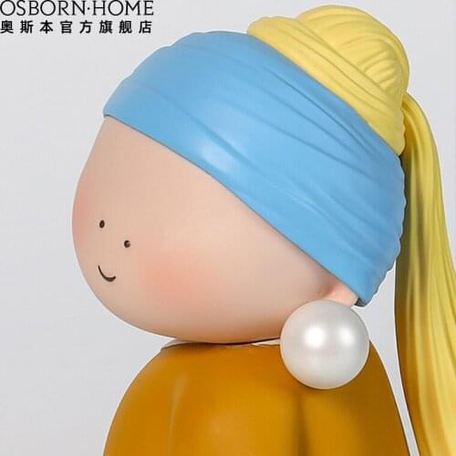 OSBORN Interior Home Fancy Table Decor Cute Art Decoration Girl Doll With A Pearl Earring For Livingroom