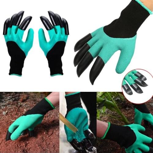 4/8 Hand Claw ABS Plastic Garden Rubber Gloves Gardening Digging Planting Durable Waterproof Work Glove Outdoor Gadgets 2 Style