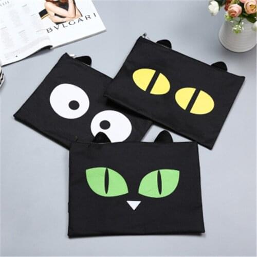 Portable Oxford cloth zipper stationery bag cute expression A4 file office A4 file bag Stationery office supplies for students