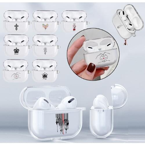 For Apple AirPods Pro Dust-proof Earphone Case Anti-fall Silicone Transparent Protective Cover Print Airpod Pro Protective Case