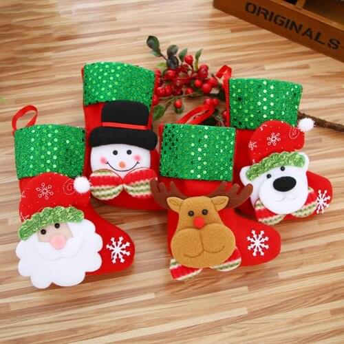 Christmas Santa Elk Snowman Bear Stocking Sock Gift Bag Hanging Party Tree Decor Christmas Decoration New Year 2022