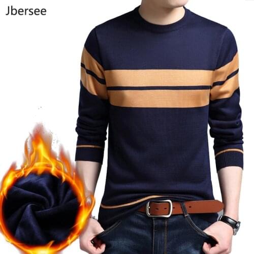 Jbersee Plus Cashmere Sweater Men Winter Sweater Brand Casual O-Neck Slim Mens Knitted Wool Pullover Thick Warm Men Sweaters