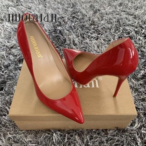 Women Shoes Stiletto 12cm/10cm/8cm High Heels Women Pumps Patent Leather Pointed Toe Ladies Party Wedding Woman Shoes
