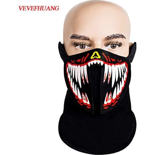 VEVEFHUANG Halloween Cosplay LED Mask LED Light Up Party Terror Mask Cold Light Halloween Glowing Helmet Fire Festival Cos Party