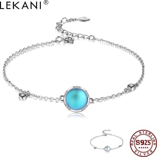 LEKANI Moonstone Series Women Brecelet S925 Sterling Silver Inlay Cubic Zirconia Day And Night Two Type Brecelets Jewelry 2021