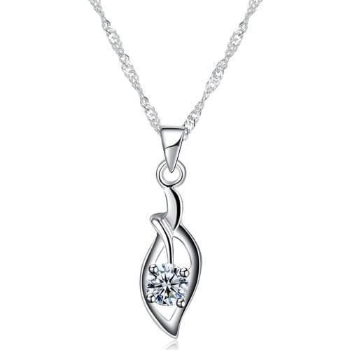 ZEMIOR 925 Sterling Silver Necklaces For Women Romantic Leaves Pendant Trendy Cubic Zirconia Necklace Jewelry To Girlfriend
