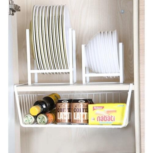 Iron Kitchen Shelf Organizer Desktop Bowls Dishes Holders Cabinet Door Cupboard Hanging Under Shelf Storage Basket Organizer