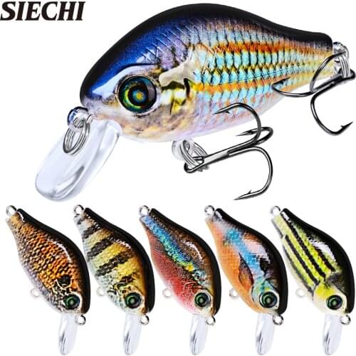 SIECHI Crank Hard Fishing Lure 8.5g-0.3oz Painting Bait Fishing 3D Eyes 10 Colors Fishing Baits 2.05"-5.2cm With 8# BKB Hook