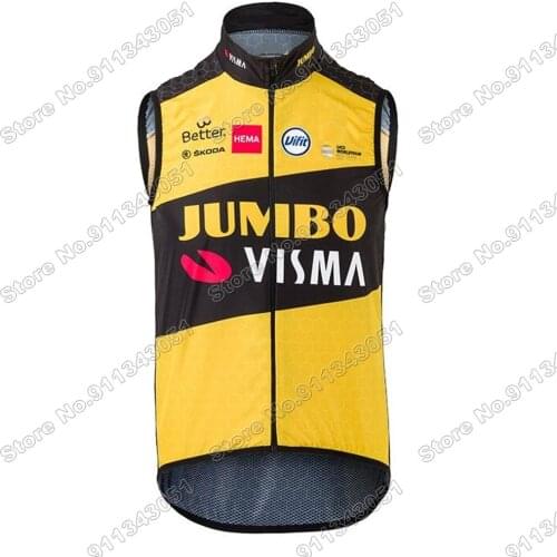 2021 Jumbo Visma Windproof Cycling Vest Men Team windvest Race Road Sleeveless Bike Jersey windstopper Maillot MTB Ropa Ciclismo