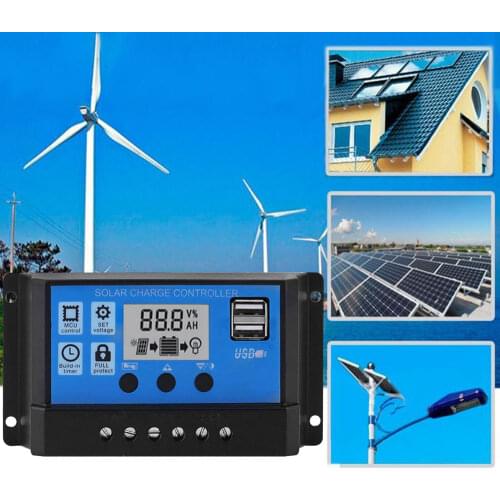LCD MPPT Controller Inverters Regulator CE 10A-100A MPPT Solar Panel Regulator Charge Controller 12V/24V Auto Focus Tracking AU