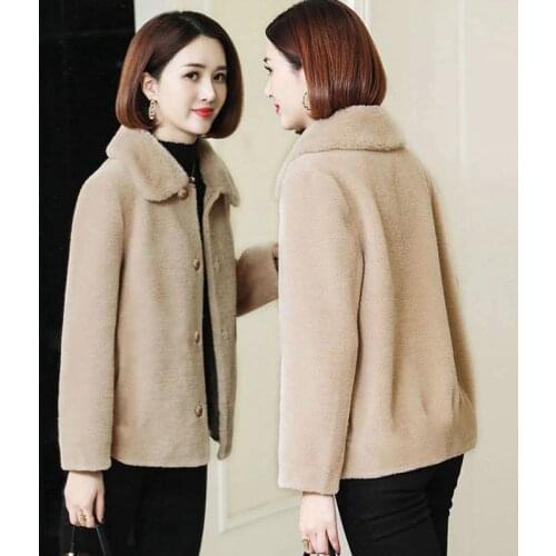 Winter Fashion Short Faux Fur Jacket Womens Grain Fleece Coat Loose Female Warm Coats Thicken Lady Parkas Outwear Plus Size 5XL