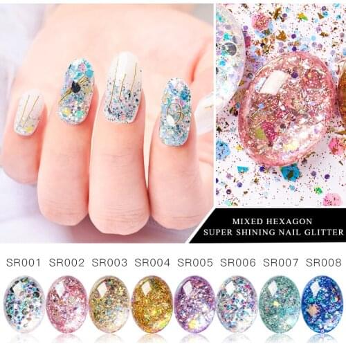 1 Box Nail Glitter Flakes Sparkly 3D Hexagon Colorful Sequins Spangles Polish Manicure Nails Art Decorations