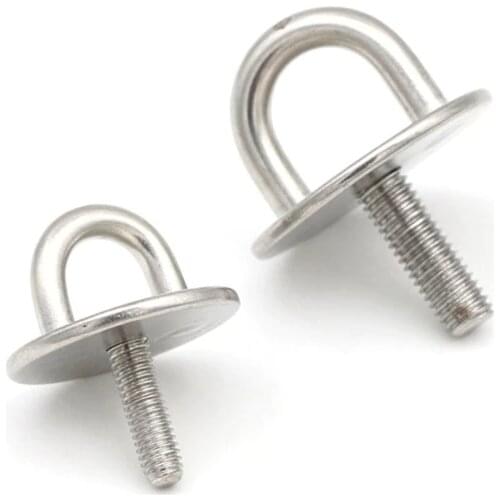 1pcs Pad Eye Plate with Enclosed Hook 304 Stainless Steel Staple Ring Hook U-Shaped Hardware for Boat Swing