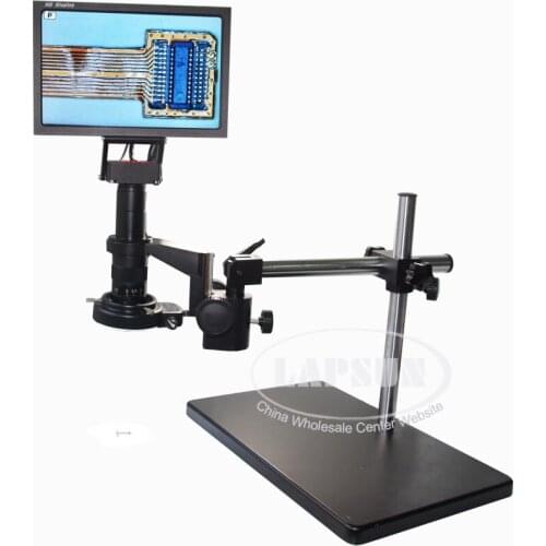 16MP 1080P 60FPS HDMI Video Industry Microscope Camera + 10X - 180X Zoom C Mount Lens + 10" HD IPS Monitor LCD +4GB TF Card