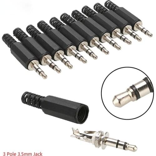 3.5mm Stereo 3 Pole Male Jack for DIY Headset Earphone or Used for Repair Earphone Solder Plug Connector Adapter