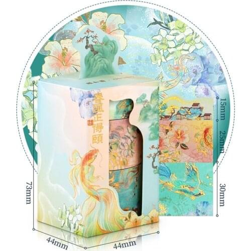 3pcs Imperial Palace Paper Washi Tape Set Forbidden City Style Adhesive Masking Tapes for Lipstick Journal Stickers DIY F6330