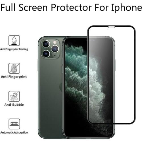 5Pcs 9H Full Coverage Cover Tempered Glass For i7 i8 i6 i6s Plus Screen Protector Protective Film For 11Pro Max X XS Max XR