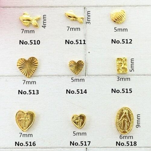 50pcs/pack Japan Nail art Decorations Kawaii Heart Fish Nail Parts Metal Nail Accessories DIY Charm Alloy Supplies for Nails