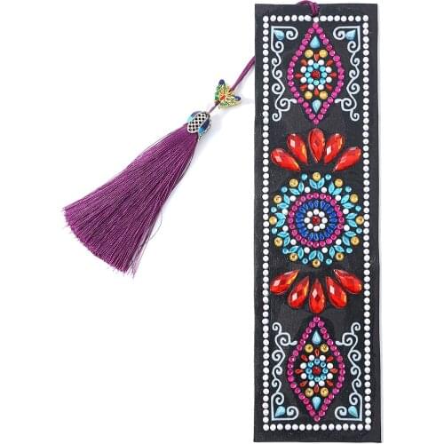 Diamond Painting Bookmark 5D DIY Special Shaped Diamond Art Mosaic Leather Tassel Mandala Book Marks Diamond