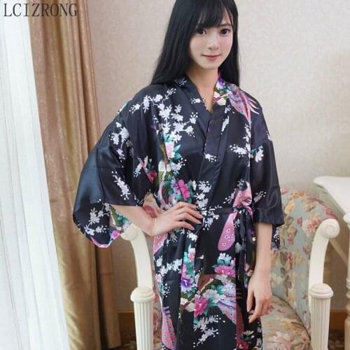 Spring Floral Midi Bathrobes Women 17 Colors Casual Loose Half Sleeve V Neck Dressing Gown Summer Sexy Satin Robe Home Clothes