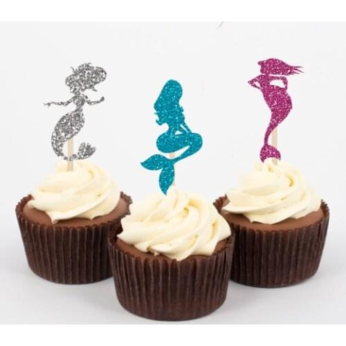 Glitter Mermaid Party Under the Sea Cupcake Toppers birthday beach Wedding Bridal Shower Engagement event food picks